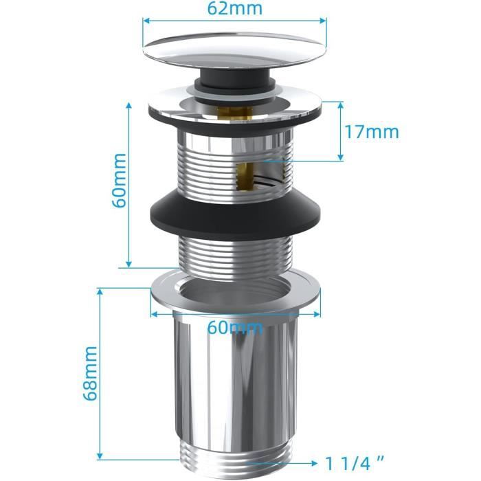 Vidange Poussoir Lavabo Riobel DB160C - 1 1/4" Avec Trop-plein - Chrome - Neuf