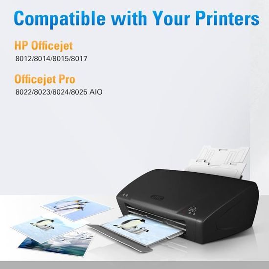 Cartouches Encre Compatibles 912XL – 4 Pièces (Noir, Cyan, Jaune, Magenta) – Pour HP OfficeJet 8010-8035 | Haut Rendement, Qualité HD