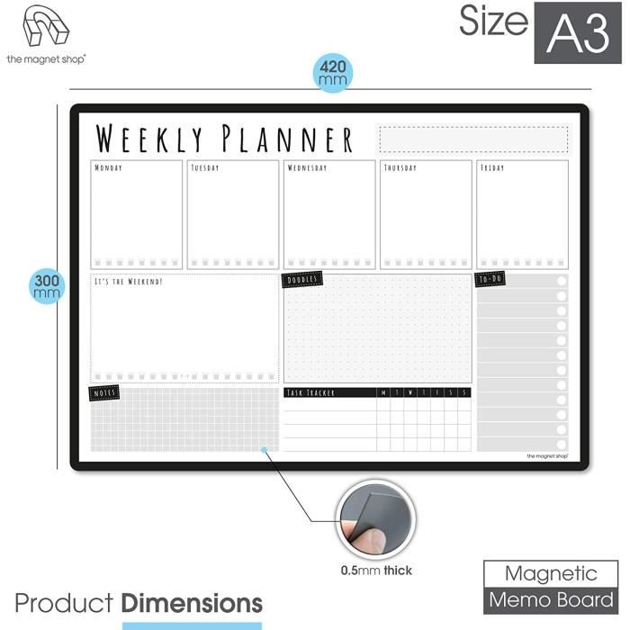 2 Calendriers Magnétiques Frigo Effaçables - Mensuel Et Hebdomadaire, Stylos Inclus - Organisation Familiale