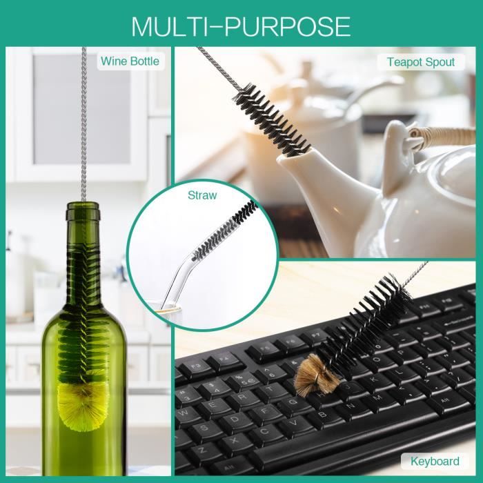 Set De 4 Brosses à Bouteille Avec Manche Long Et éponge Douce - Idéal Pour Biberons, Bouteilles D'eau, Verres à Vin - Nettoyage En Profondeur Sans Rayures