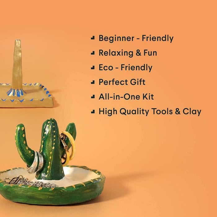 Kit Poterie DIBYS Enfants Et Adultes - Argile Autodurcissante, Outils, Peintures Et Pinceaux - Atelier Créatif