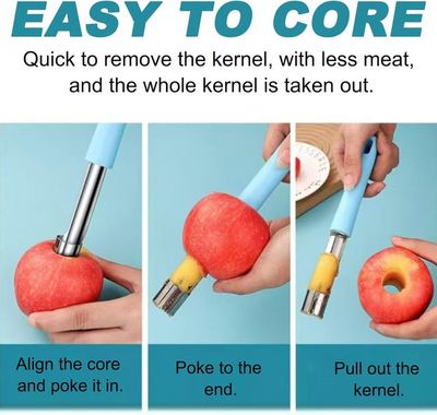 Vide-Pomme Professionnel En Acier Inoxydable 18 Cm - Lame Dentelée - Poignée Ergonomique ABS - Pour Fruits Et Légumes - 3