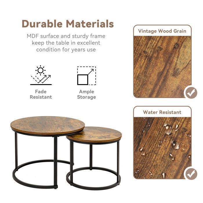 Table D'appoint Ronde Dorée – Lot De Tables Basses Modernes Pour Salon, Chambre, Balcon – Support Plante