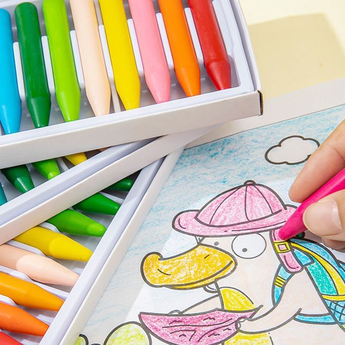 Crayons Cire Enfant Lavables - 24 Couleurs, Forme Goutte D'eau, Matériau Sûr - Pour Dessin Et Peinture Dès 12 Mois
