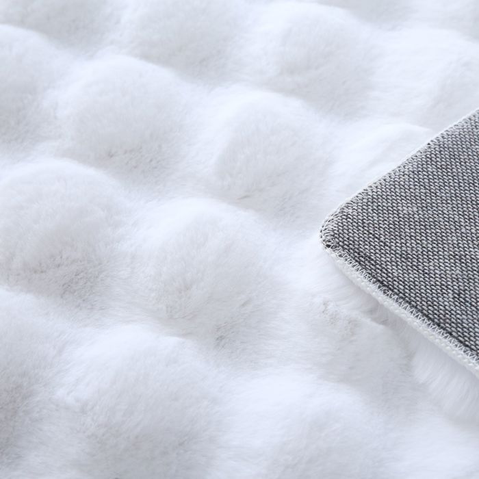 Homaxy Tapis à poils longs avec motif de bulles 3D - Doux et moelleux - Lavable - Antidérapant - Pour