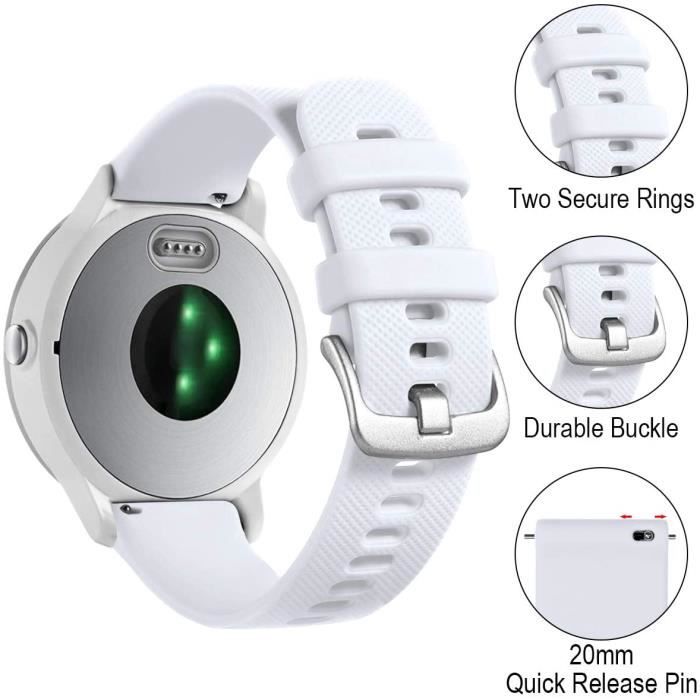 Other - Bracelet en cuir véritable 20mm, blanc pour votre Garmin Vivoactive  3/Vivoactive 3 Music/Venu - Accessoires montres connectées - Rue du Commerce