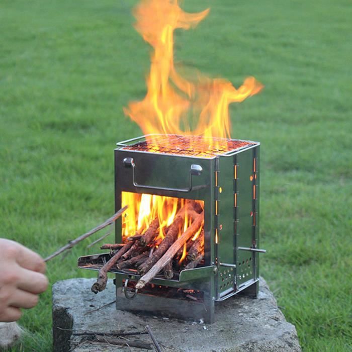 Poêle à bois, prise de gril type broche pique-nique barbecue poêle