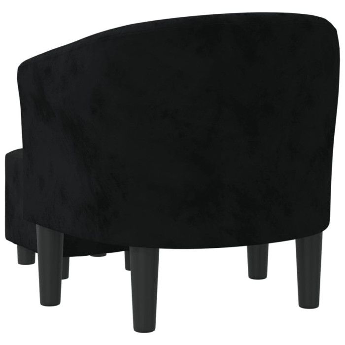 Fauteuil Cabriolet Similicuir Noir - Assise Rembourrée, Accoudoirs, Cadre Bois, 70x56x68 Cm, Charge 110 Kg