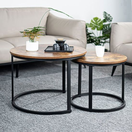 Luck Live Lot de 2 Petites Tables Basses Rondes Modernes pour Salon, Bureau, Balcon, Facile à Installer, Bureau en Bois et Pieds en métal, Noyer Luck Live Lot de 2 Petites Tables Basses Rondes Modernes pour Salon, Bureau, Balcon, Facile à Installer, Bureau en Bois et Pieds en métal, Noyer