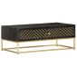 Table Basse Noir Et Dore 90x50x35 Cm Bois Solide De Manguier
