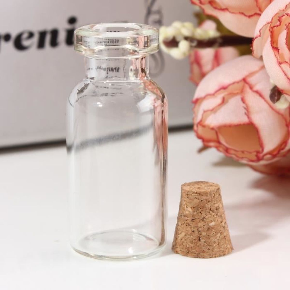 R 10x Bouteille en verre vide petit transparent Bouteilles de message Flacons en verre avec un bouchon en liege SODIAL