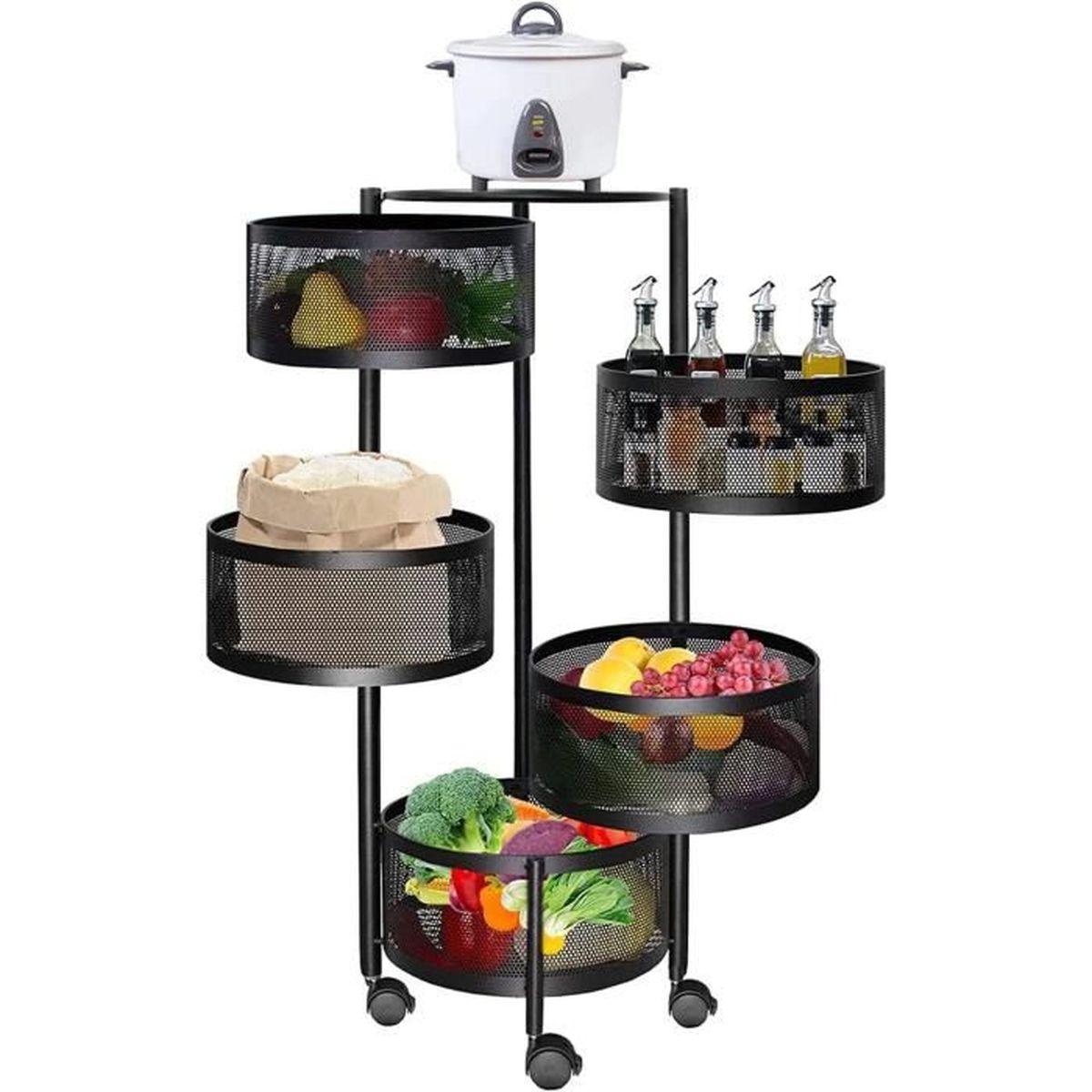 APS Etagere, Coupe à Fruits, étagère à Fruits, Poignée Ergonomique, Debout Sur Des Pieds Noirs Antidérapants, 28 X 28 Cm, Hauteur 37 Cm