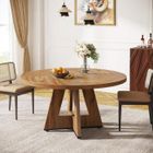 Tribesigns Ronde Table à Manger Industriel pour 6 Personnes, 120 x 120 x 75 cm, Table de Salle à Manger pour Cuisine, Couleur Bois