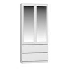 CDF TURIN - Armoire 2 portes avec miroir style moderne chambre à coucher - 90x50x180 - 2 tiroirs