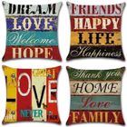 JIATZOCN Lot de 4 Housse de Coussin-45x45cm-Coton et Lin-Rétro Style- Carré-Pour Lit Voiture De La Maison Canapé