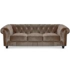 MENZZO Grand canapé 3 places Chesterfield Velours Taupe