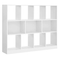 bibliotheque etagere rangement meuble pour dossier avec 8 casiers ouvert et 3 compartiments pour bureau chambre salon 126 cm blanc