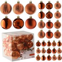 Prextex Boules de Noël Orange pour Les Décorations de Noël - 36 Boules de Noël Incassables avec Fil de Suspension pour la Déco[482]