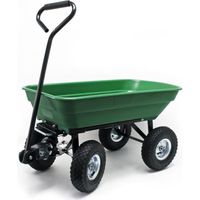 Chariot de jardin à main avec Benne basculante Volume 75L Capacité de charge 300Kg Remorque Brouette - 61306
