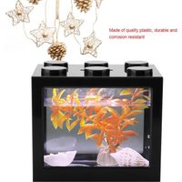 VIE Aquarium complet avec pompe, filtre et éclairage LED, environ 12 * 8 * 10.5cm (noir) FD017