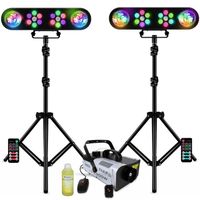 Pack Lumière 2 Portiques Mooving LEDBAR-ASTRO-RC 4 effets - Machine Fumée Ibiza LSM900W - Ambiance Soirée Fête Dj Club Bar