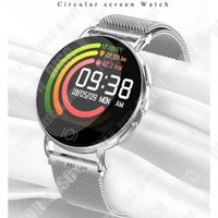 Smart Watch-TD®-Écran rond-Bracelet en cuir métallique-Étanche