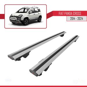 BARRES DE TOIT Compatible avec Fiat Panda CROSS 2014-2024 HOOK Barres de Toit Railing Porte-Bagages de voiture Avec verrouillable Alu GRIS