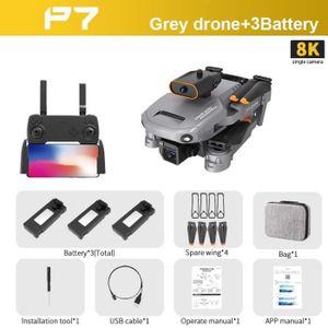 DRONE 8k-Gris-SimpleC-3b-KOHR P7 mini drone avec caméra 