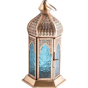 Lanterne Orientale 40 Cm Multicolore - Métal Et Verre (état Correct)