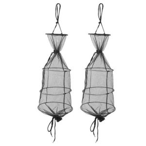 FILET DE PÊCHE BD07663-Akozon Cage à poisson pliable 2 pièces panier de pêche flottant pliable trou de maille cage de crevettes de poisson pour ga