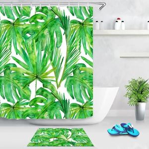 1 Polyester Puran Rideau de douche Motif feuilles tropicales 150*180cm