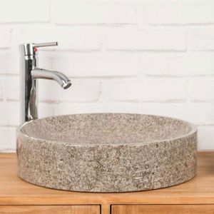 LAVABO - VASQUE Vasque de salle de bain à poser en marbre Mino gri