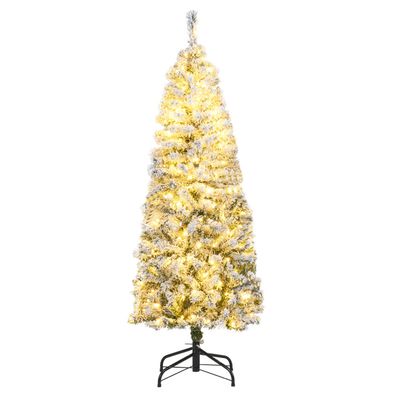 Sapin De Noël Artificiel Enneigé 210cm - Avec Lumières LED, Boules Et Télécommande - 905 Branches