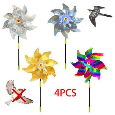 Pare-Oiseaux Éoliennes Réfléchissantes - Moulin à Vent Anti-Oiseaux Avec Voix Solaire - Protection Jardin, Balcon, Bateaux