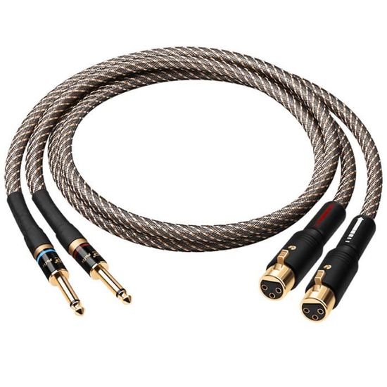 Adaptateur Audio 6,35 Mm Mâle Vers XLR Femelle 4 Broches - Câble Plaqué Argent 15 Cm - Pour Casque Haute-fidélité, Amplificateur