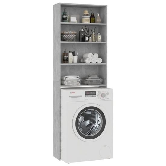 Meuble De Rangement Pour Lave-linge Et Sèche-linge - Bois D'ingénierie 64x24x190 Cm - 4 Compartiments, Couleur Chêne Marron