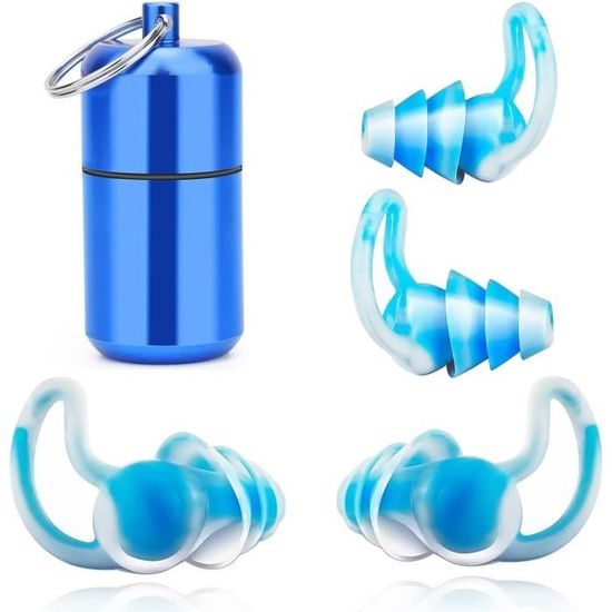 2 Paires Bouchons D'Oreille Pour Dormir 40dB - Silicone 3 Couches Réutilisables Avec Boîte De Rangement