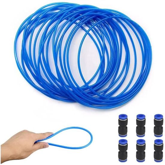 Tuyau Air Comprimé TEN-HIGH Polyuréthane - 5mm Intérieur X 8mm Extérieur - Longueur 5m - Bleu - Pour Outils Pneumatiques
