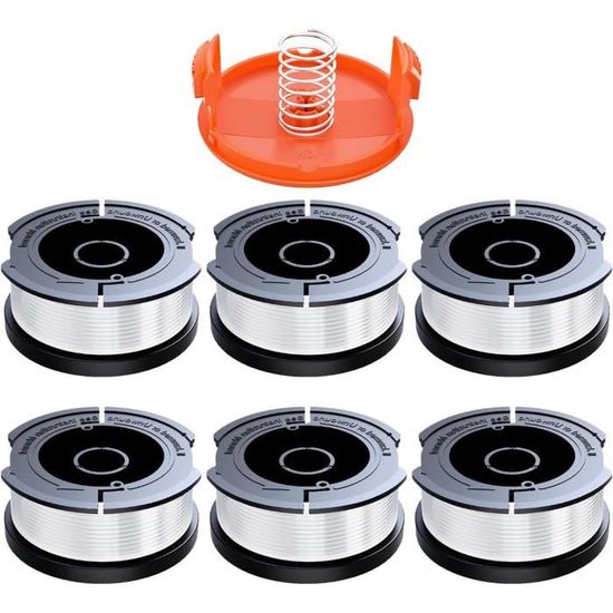 6 Pièces Bobine Fil Coupe Bordure Compatible Avec Black Et Decker,1,65Mm Avec 10M Fil Coupe