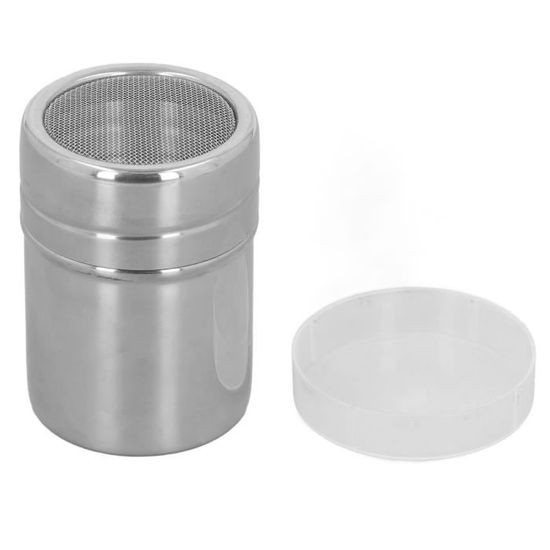 Saupoudreuse 2 Pièces + 16 Pochoirs Café - Shaker Sucre Poudre Acier Inoxydable Gativs