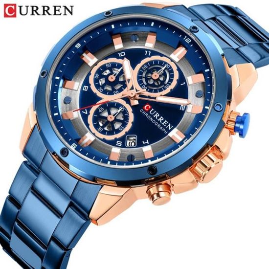 CURREN Chronographe Montre Homme Marque De Luxe Montre Quartz