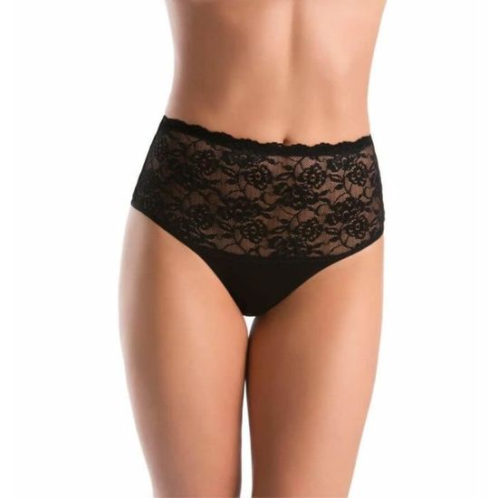 Slip femme en bambou TEYLI Noir Insert en dentelle Black Cdiscount Pret a Porter