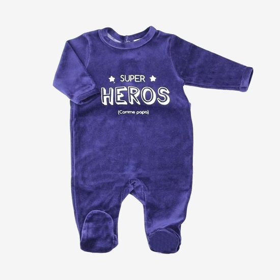 Pyjama Bébé Dors bien Super Héros Velours Mixte Bleu
