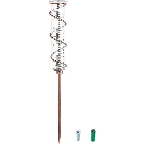 Pluviomètre En Verre 17,7 Cm - Jauge De Pluie Extérieure Avec Support Métal - Décoration Jardin Terrasse - Mesure Précise
