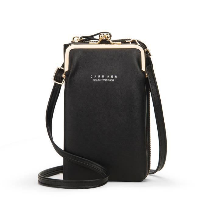 DEARBAG Sac à Main Pour Femme Avec Portefeuille à écran Tactile Petit Sac Téléphone Portable en Cuir PU Mini Crossbody avec Bandoulière Réglable avec Fentes pour Cartes