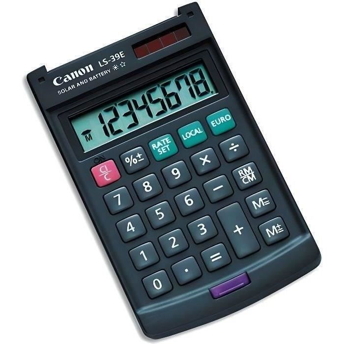 CANON Calculatrice de poche LS-39E - 8 chiffres - Panneau solaire, pile - Gris foncé
