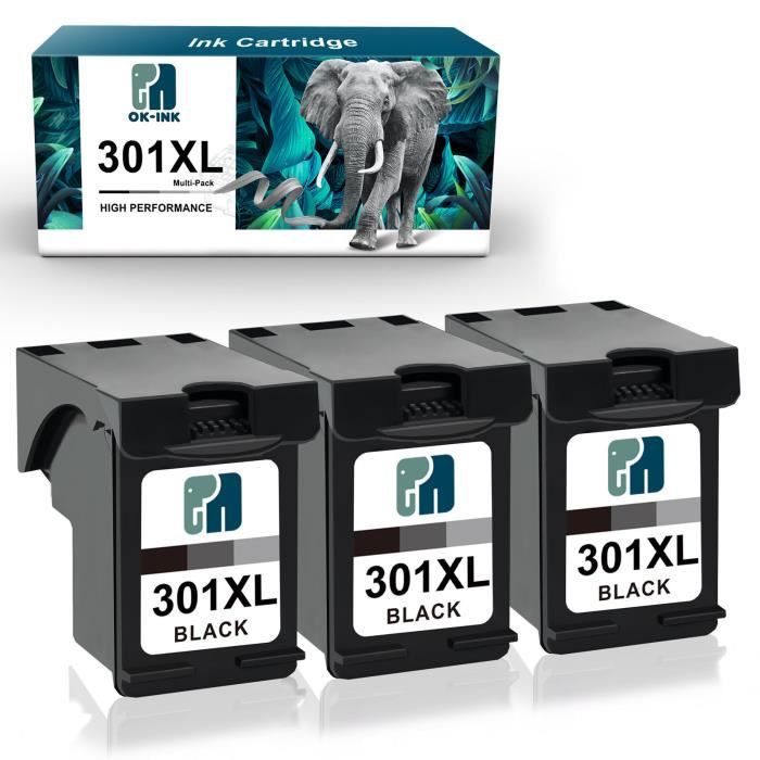 OK-INK 301XL 3x Cartouche d'encre Remanufacturées Compatibles pour HP ...