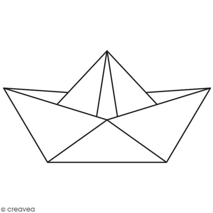 Tampon Bois Artemio - Bateau origami - 6,5 x 3,5 cm