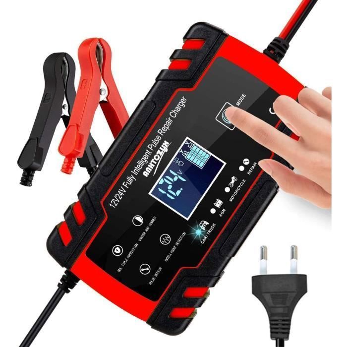 3T6B Chargeur de Batterie de Voiture à Écran Tactile Intelligent，12V/4A 24V LCD Écran avec Protections Multiples Protection