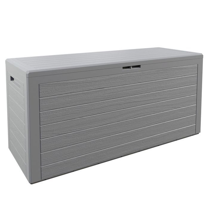 Coffre de rangement en plastique gris 120x46x57cm malle de stockage Coffre Woody